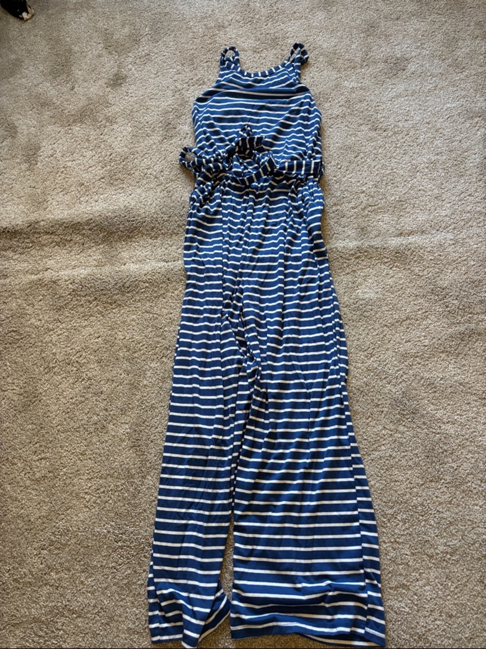 Women’s  blue and White Stripe Wide-Leg Jumpsuit